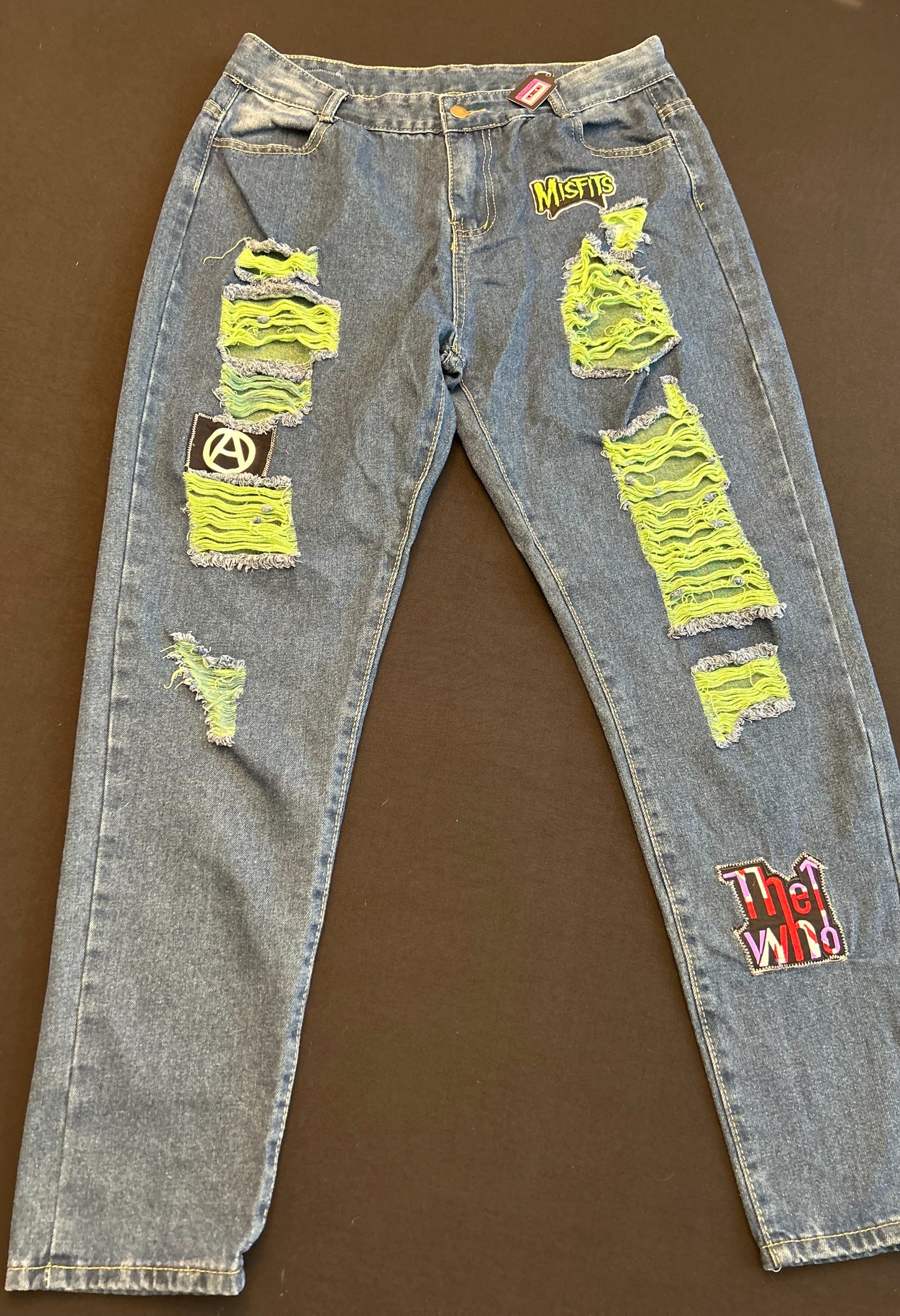 Neon Green Patched Jeans (3X)
