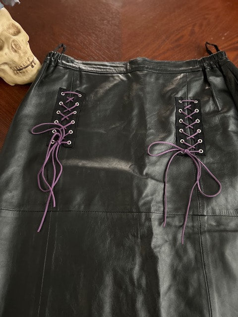 Leather lace up skirt