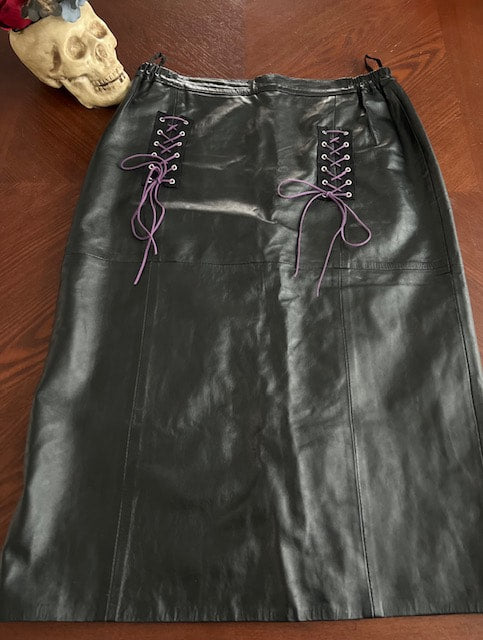 Leather lace up skirt